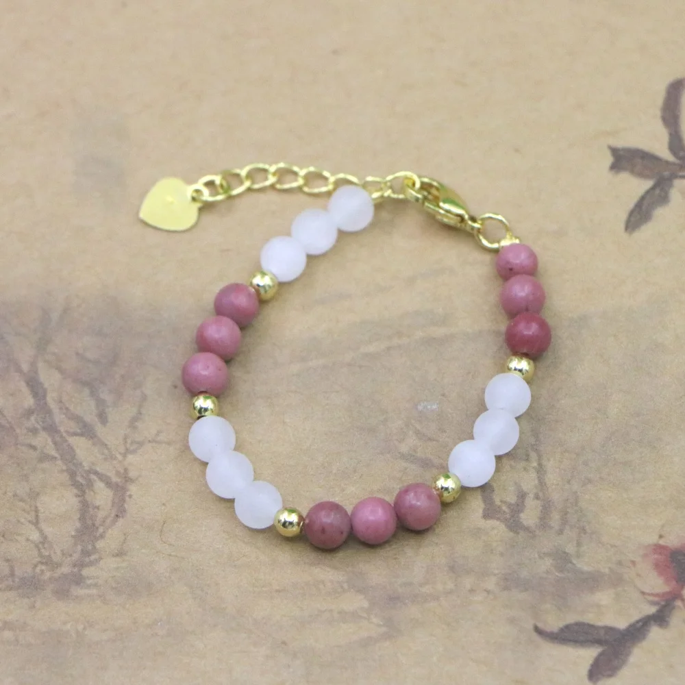 Charm Lovely Natural Stone Crystal Bracelet Baby Baptism Lobster Clasp Parts Yoga Christmas Wedding Girls Gift Jewelry Fashion
