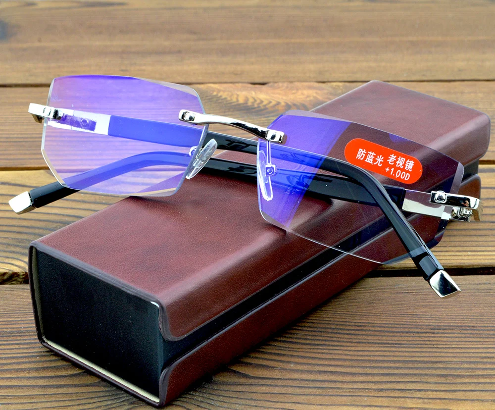 

LUXURY PACK CHIEF EXECUTIVE OFFICER'S BUSINESS RIMLESS FRAMELESS READING GLASSES+PU BOX +1 +1.5 +2 +2.5 +3 +3.5 +4