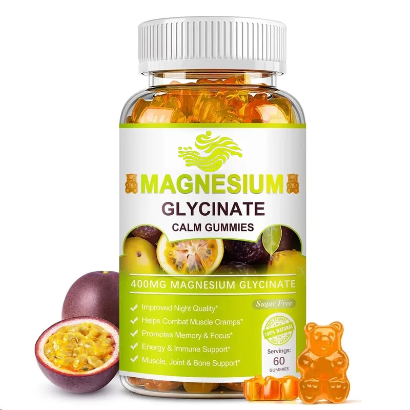 

Magnesium Glycine-60 Пассионные фруктовые жевательные конфеты, желоб магния, витамины D, B6, и коэнзим Q10,