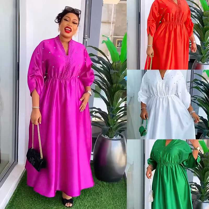 

Women Beaded Plus Size Maxi Dress African Dashiki Ankara Evening Wedding Party Dresses Dubai Abaya Kaftan Ramadan 2024 Vestidos