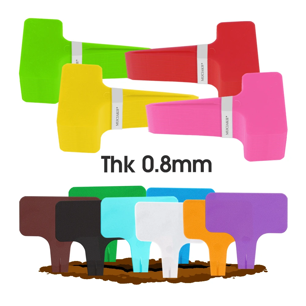 12PCS 9.8x5.9CM Thick T-type Plastic Garden Plant Identification Labels Flower Marker Writable Waterproof Classification Sign