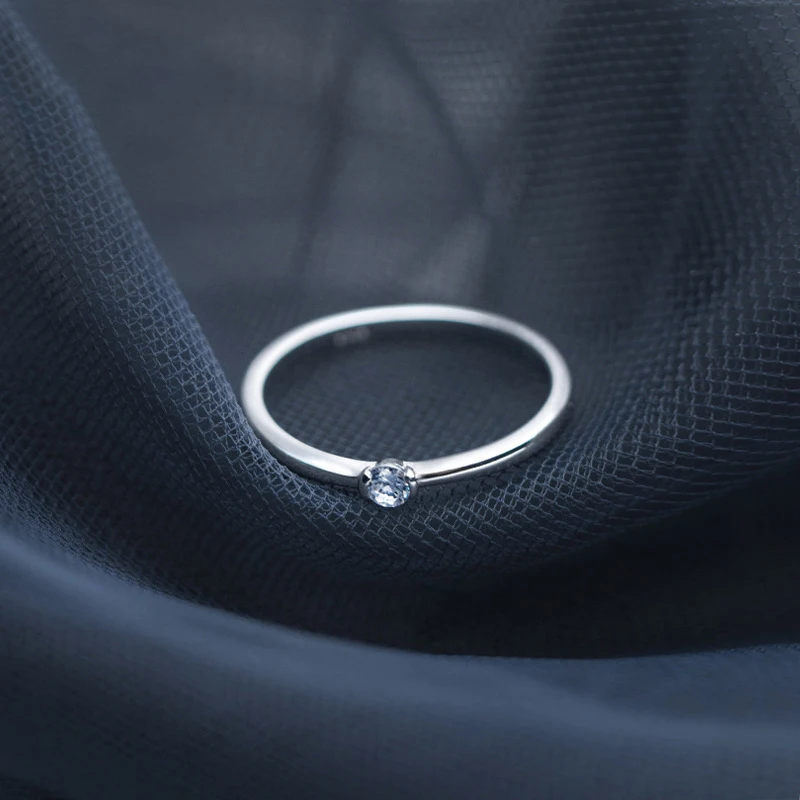 Modian Classic Tiny Shiny Zircon Stackable Slim Ring for Women Authentic 925 Sterling Silver Simple Ring Fine Jewelry 2020 New