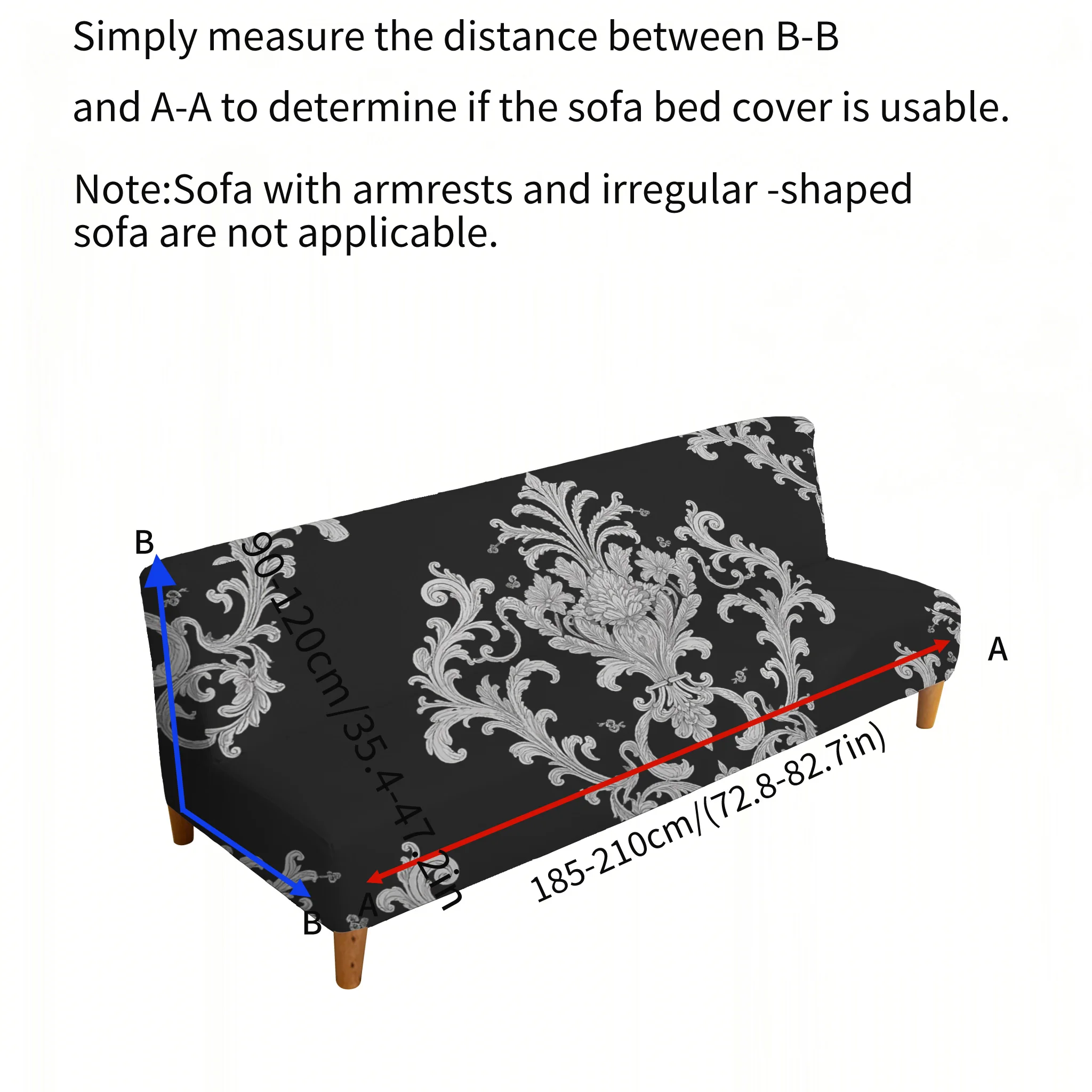 Silver and white curly grass pattern sofa bed cover, living room sofa bed cover, dustproof machine washable sofa bed cover