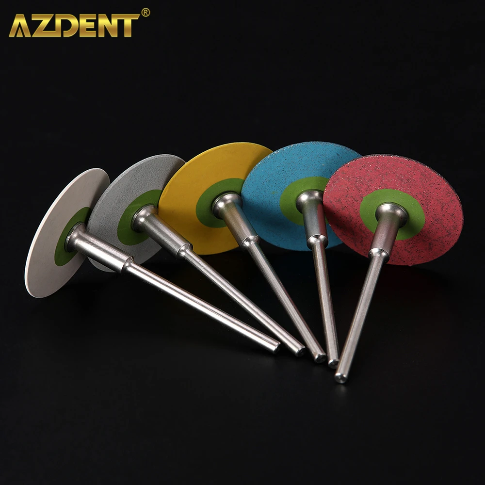 AZDENT-pulidor de diamante de goma Dental, rueda de pulido, amoladora de disco para pieza de trabajo de porcelana de Zirconia, instrumento de herramienta de laboratorio