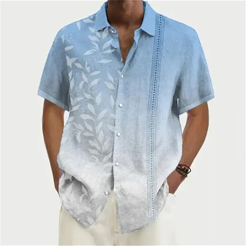 Summer 2023 men\'s shirt Hawaiian shirt coconut wood 3D printing short sleeve button clothes tropical fashion jacket S-5XL