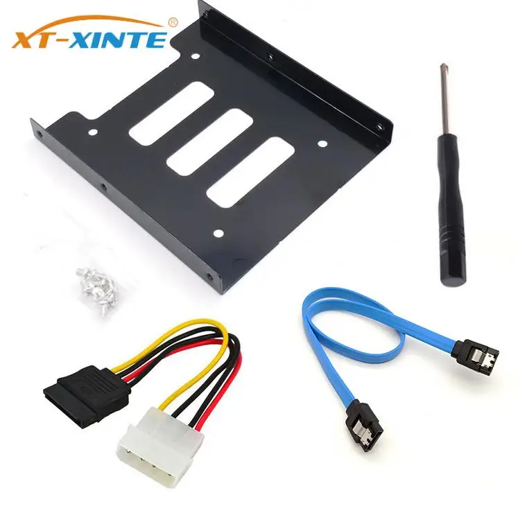 

XT-XINTE Single Layer 1-Bay 2.5 to 3.5 Inch Hard Disk Metal Bracket Adapter HDD Holder Support with SATA & Power Cables for PC