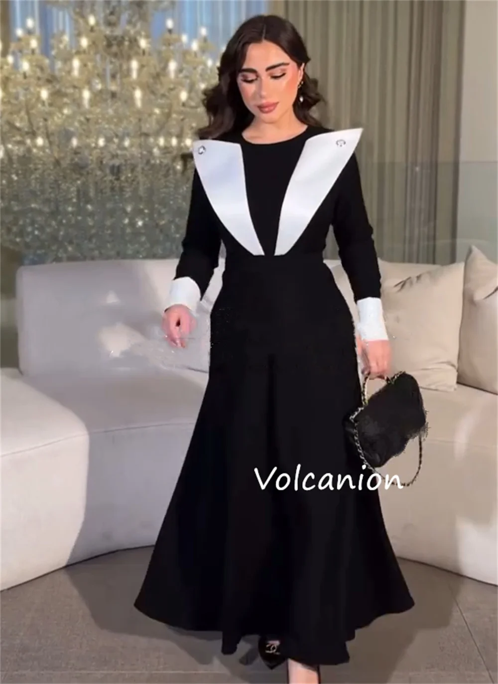 Sukienki midi na zamówienie, plisowane, w kształcie litery A, z dekoltem typu O, na specjalne okazje, w stylu gwiazd, wykwintne, proste, klasyczne.