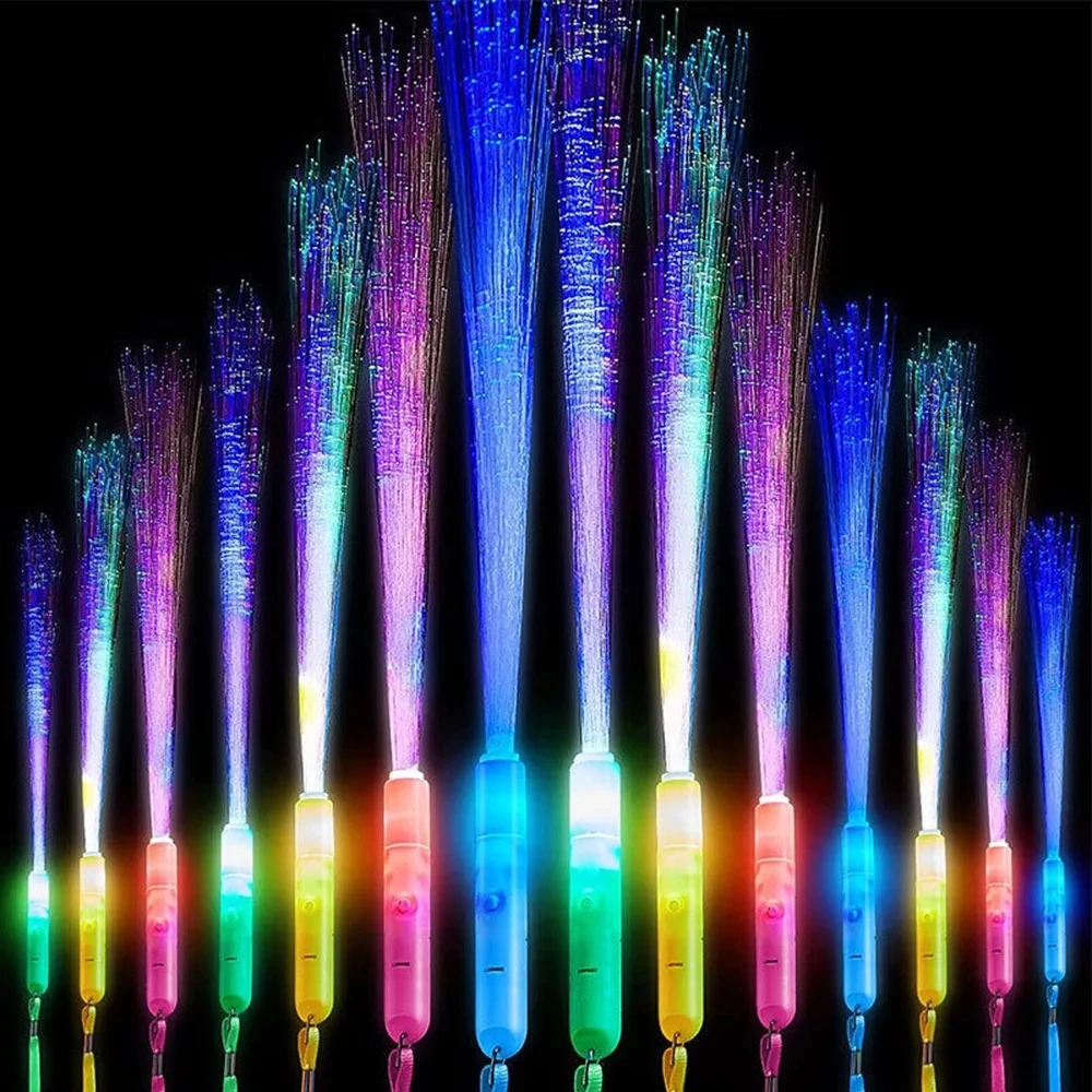 12/24/48Pcs Glow Stick Glow Fiber Stick Glow Stick LED Toy Party Night Light Props Christmas Birthday Gift Wedding Party Gift