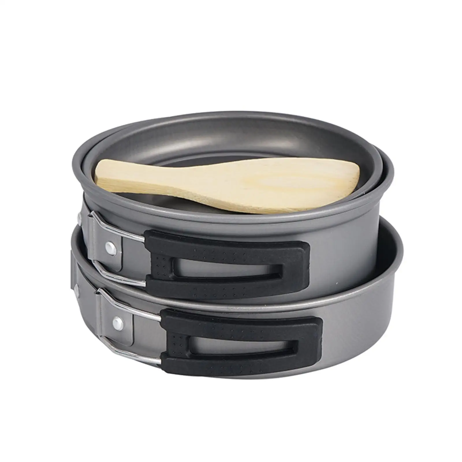 Camping Cookware Mess Kit Camping Cooking Set Stackable Foldable Handle Bowls