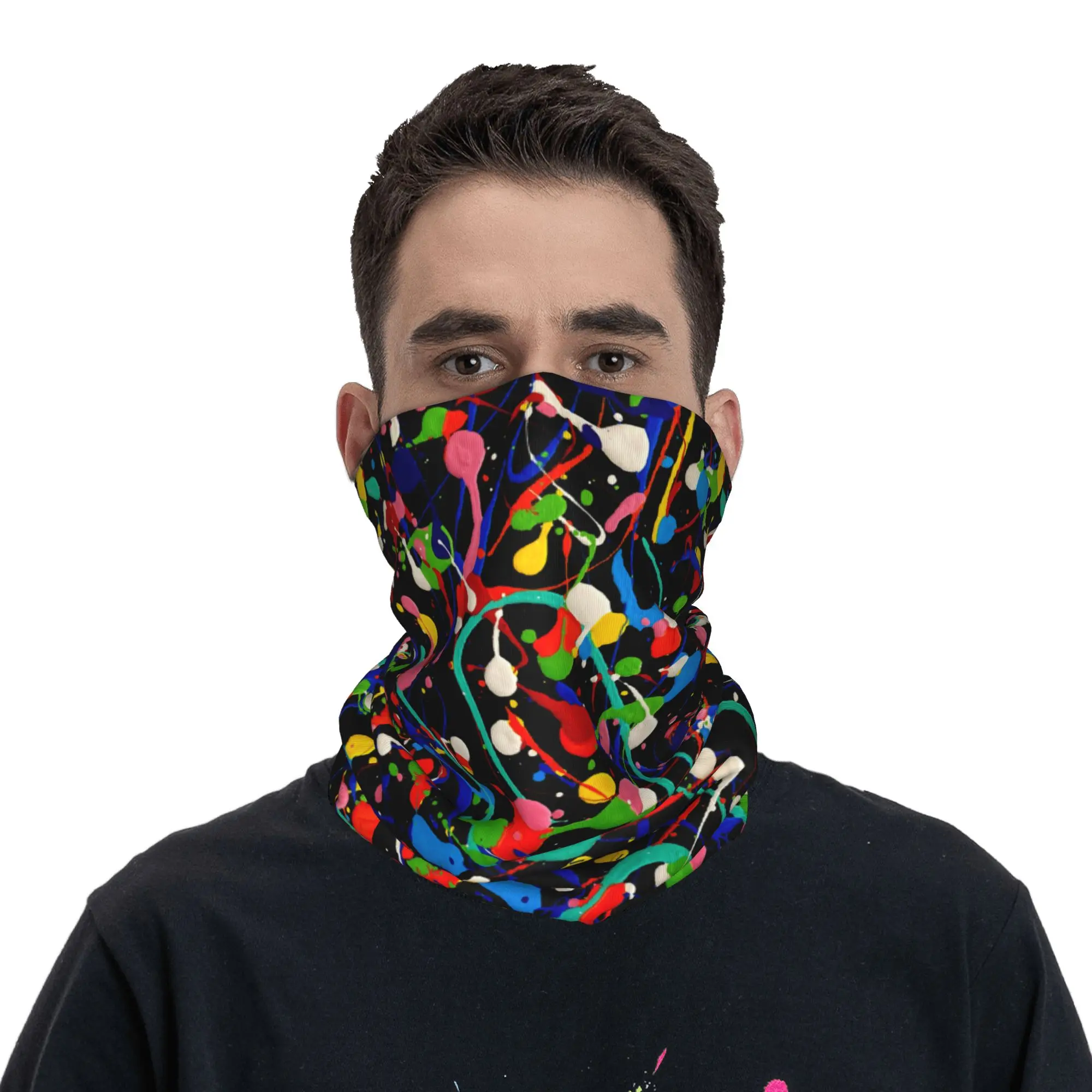 

Colorful Pop Art Abstract Camouflage Graffiti Bandana Neck Gaiter for Ski Camping Wrap Scarf Headband Warmer Face Scarf Cover