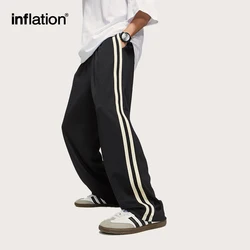 INFLATION Striped Straight Leg Sweatpant Unisex Elastic Waist Track Pants Sportswear