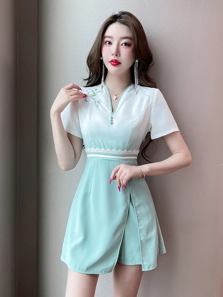 

High-End Tea Ceremony Performer Soft Foot Bath Techan Work orm Polyester Fiber V-Ne ort Sve Busin Suit