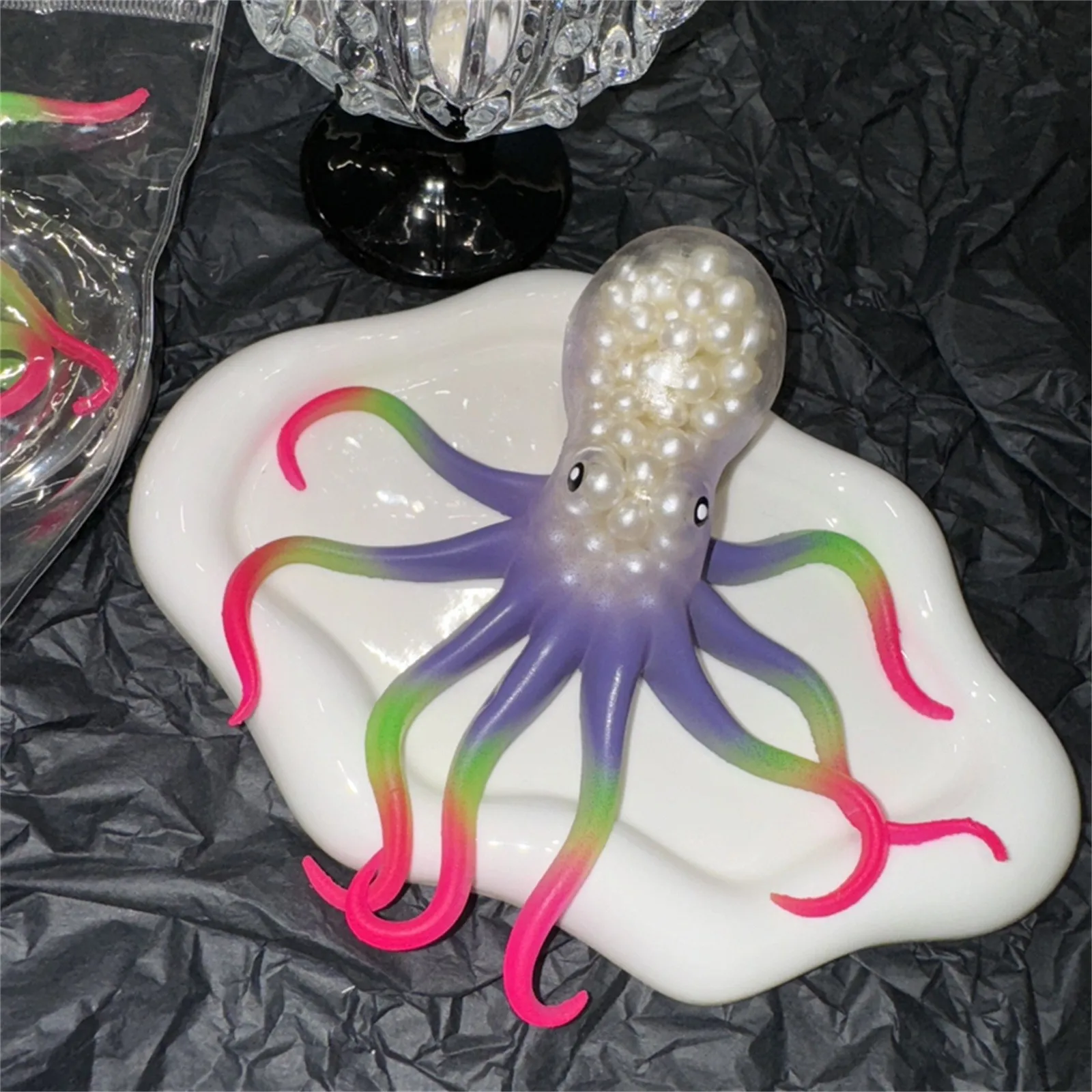 Children\'s Squeeze Sea World Octopus Decompression Toy Gift Simulation Model Can Be Stretched Decompression Vent Novelty Toys