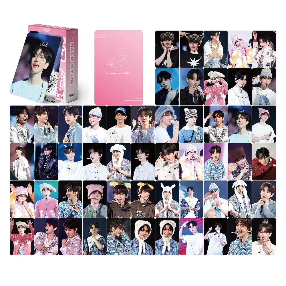 XO BAEKHYUN Paquete de pegatinas DIY de 55 hojas: tarjetas LOMO para selfies de conciertos para fundas de teléfono