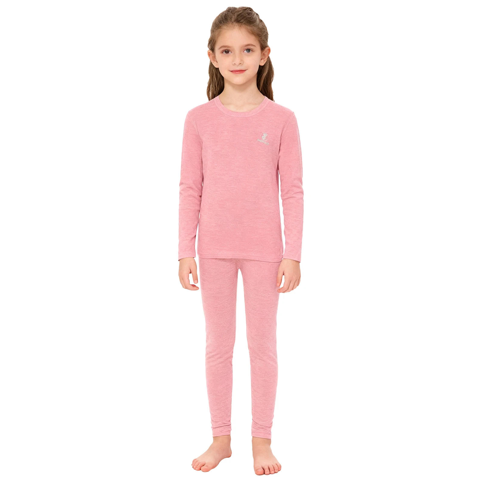 

Kids Boys Girls Thermal Underwear Set Sleepwear Loungewear Solid Color Round Neck Long Sleeve Top+Elastic Waist Leggings Pants