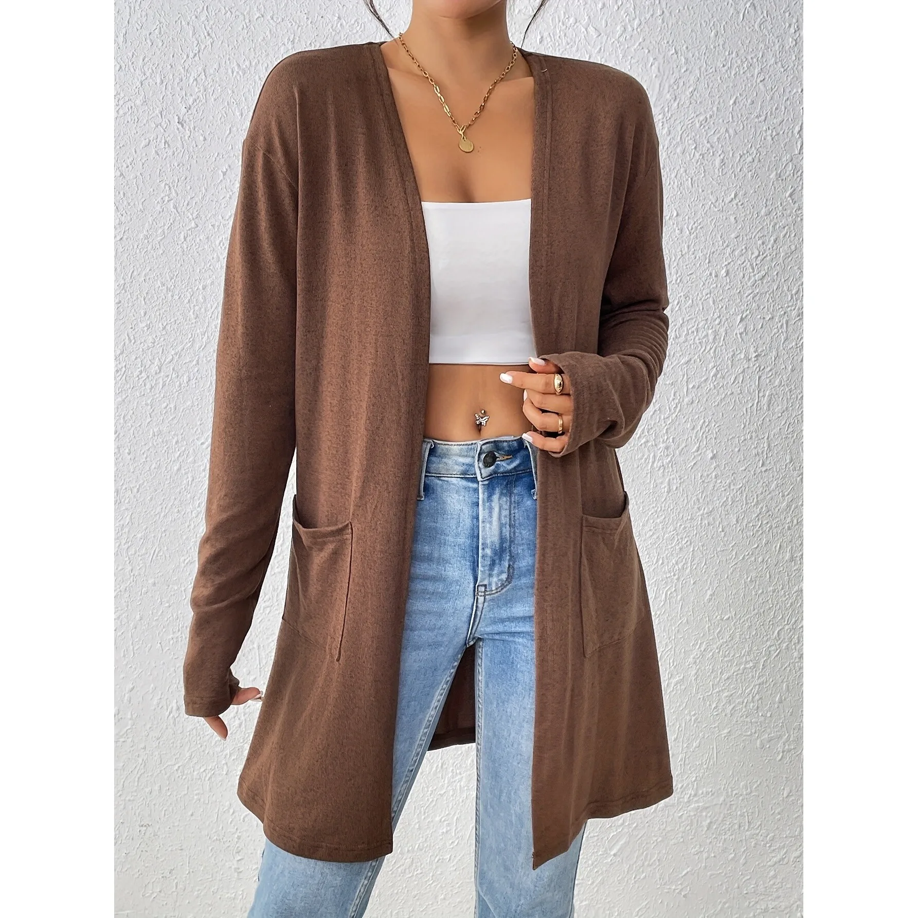 

Casual Knit Cardigan Women's Spring Fashion Outerwear Comfortable Breathable Lightweight Cross-Border Knitted Sweater