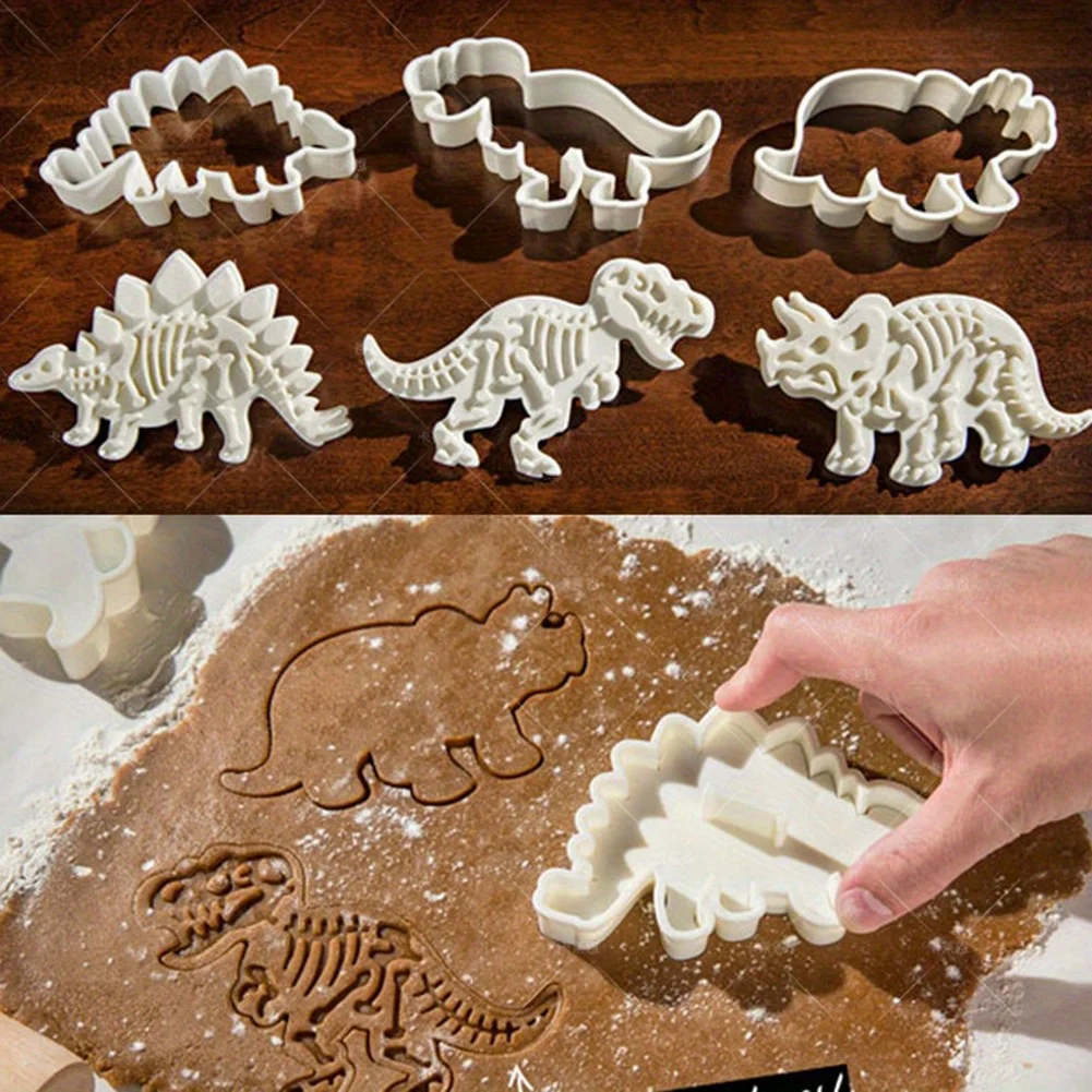 Dinosaur Fossil Cookie Cutter/Stamper DIY Baking Mould for Fondant Cake Set of 3