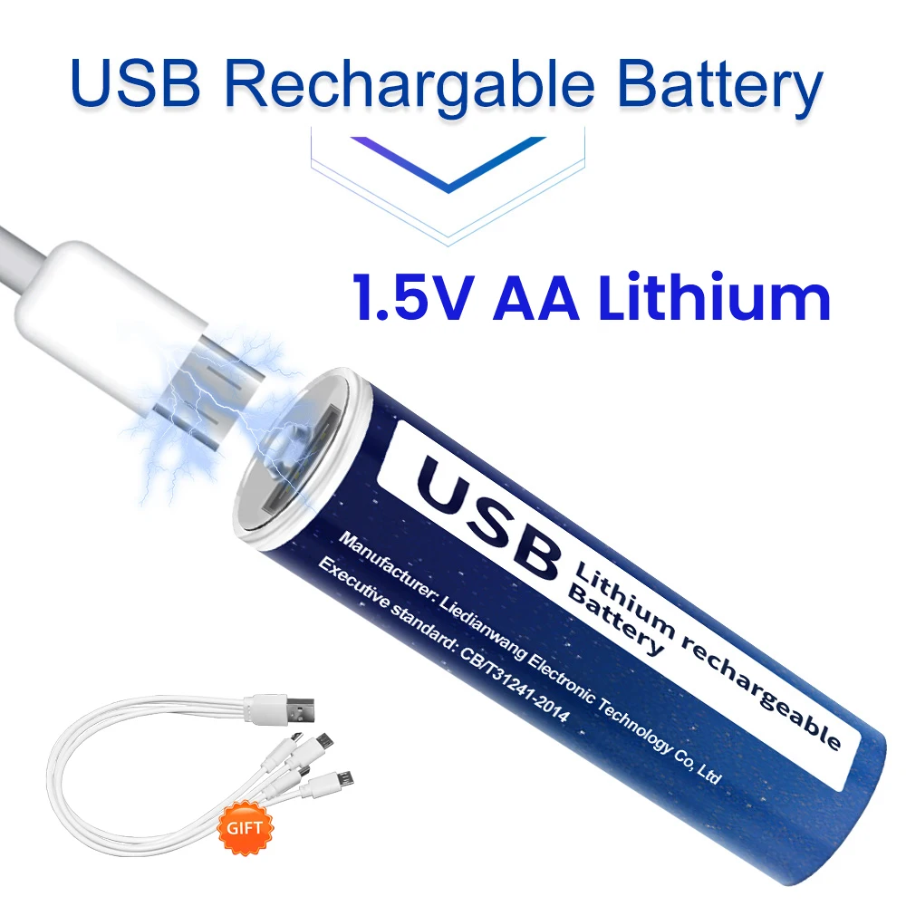 

PALO 1.5V Li-ion AA Rechargeable Battery 3600mWh Type C USB Charging AA Lithium Battery AA 2A Cell For MP3 Player Thermometer