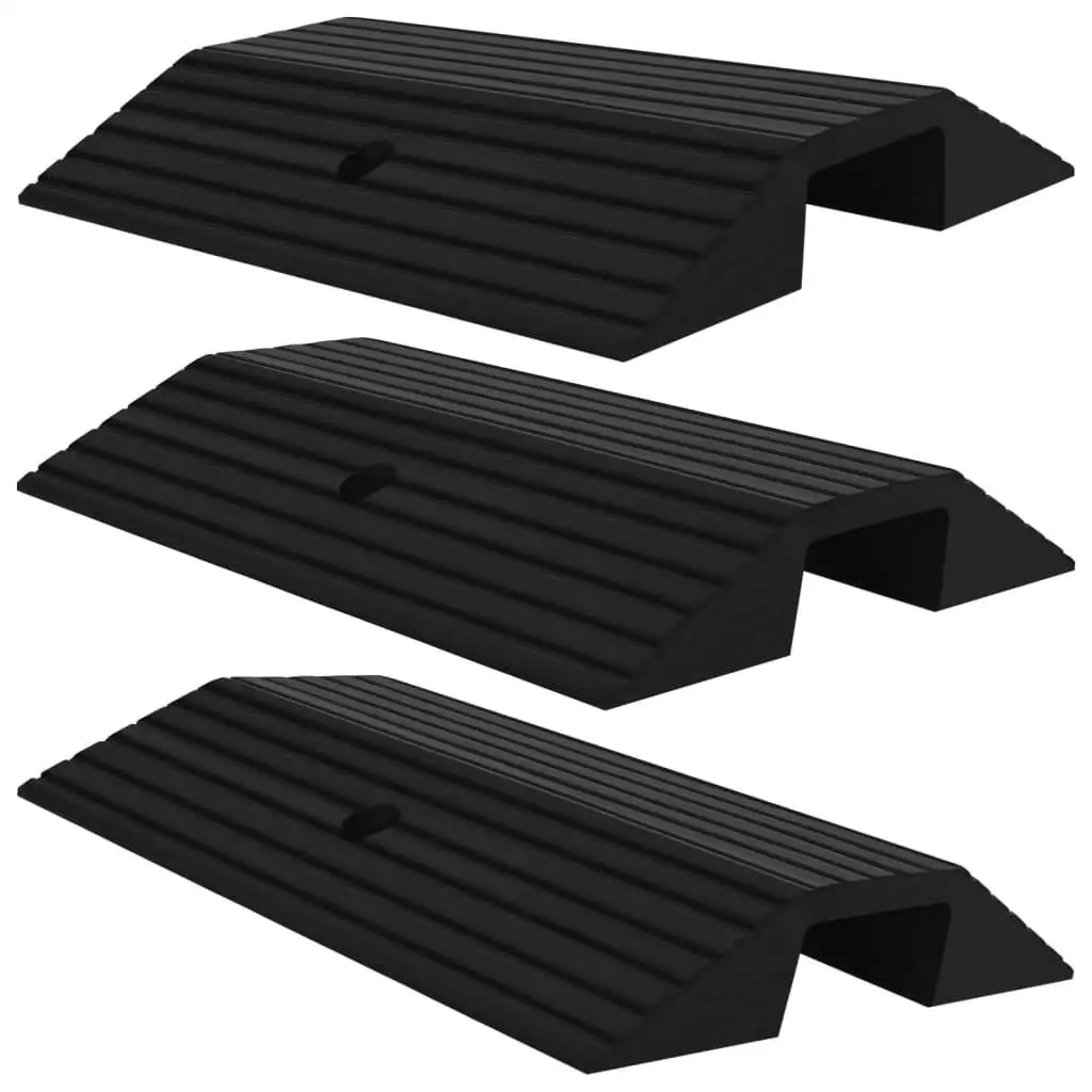 Set of 3 Rubber Bridge Threshold Ramps - 4 for X4 0x8 cm for Easy Access and Mobility