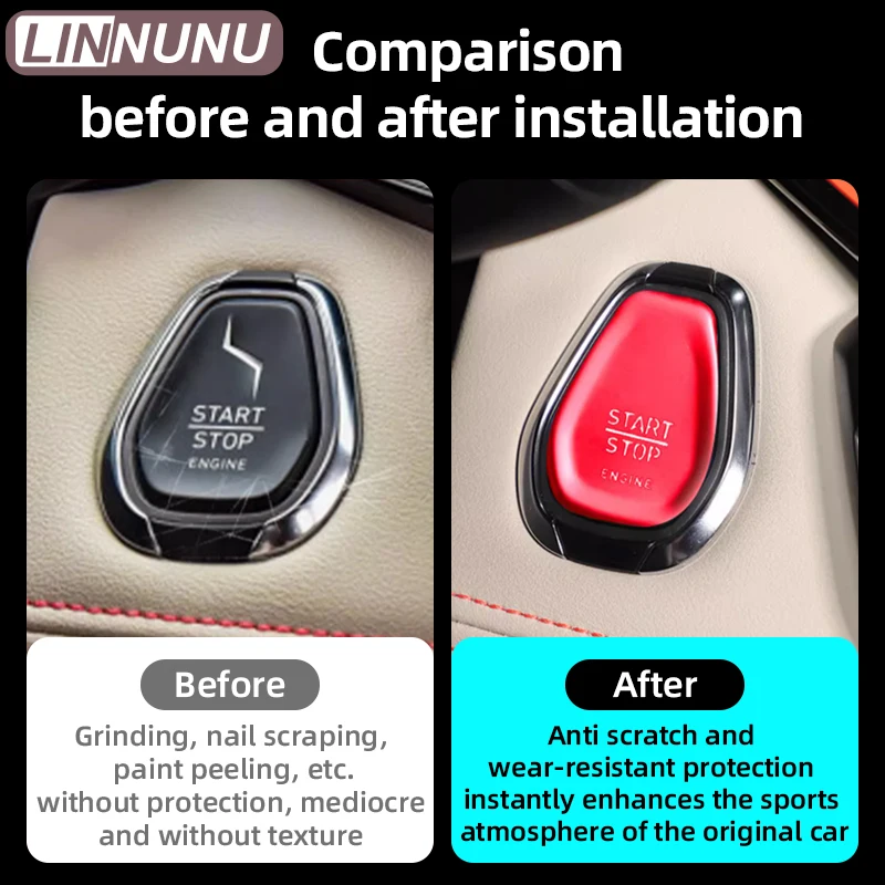 LINNUNU Car Engine Button Cover Fitfor Lynk&Co 01 05 Engine Ignition Start Stop Switch Decorative Push Button Cover Auto Sticker - Image 5