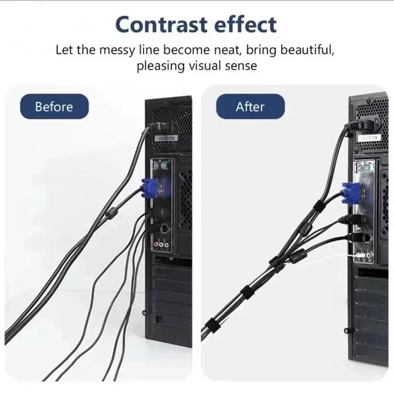 Data Cable Tie Reusable Vel Cro Adhesive Fastener Tape Double Side Hook and Loop Cable Tie for Cords Cable Management view 3
