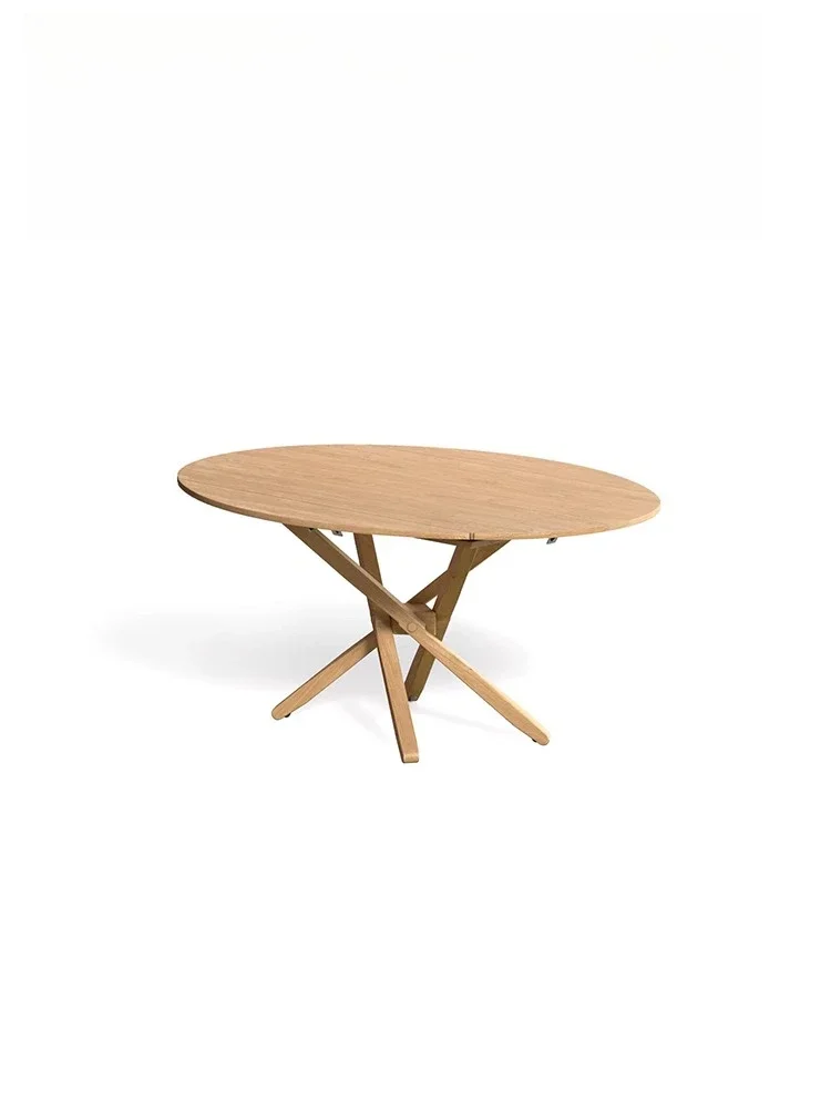

Lifting coffee table dining table dual-purpose solid wood variable round table ten people small apartment space saving