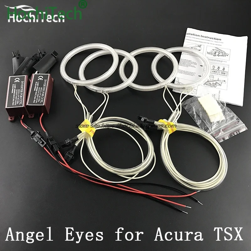 

Дневные фары DRL для Acura TSX 2009-2012, Стайлинг автомобиля, 4 шт., белые фары, кольца Halo CCFL, комплект светильников «ангельские глазки»