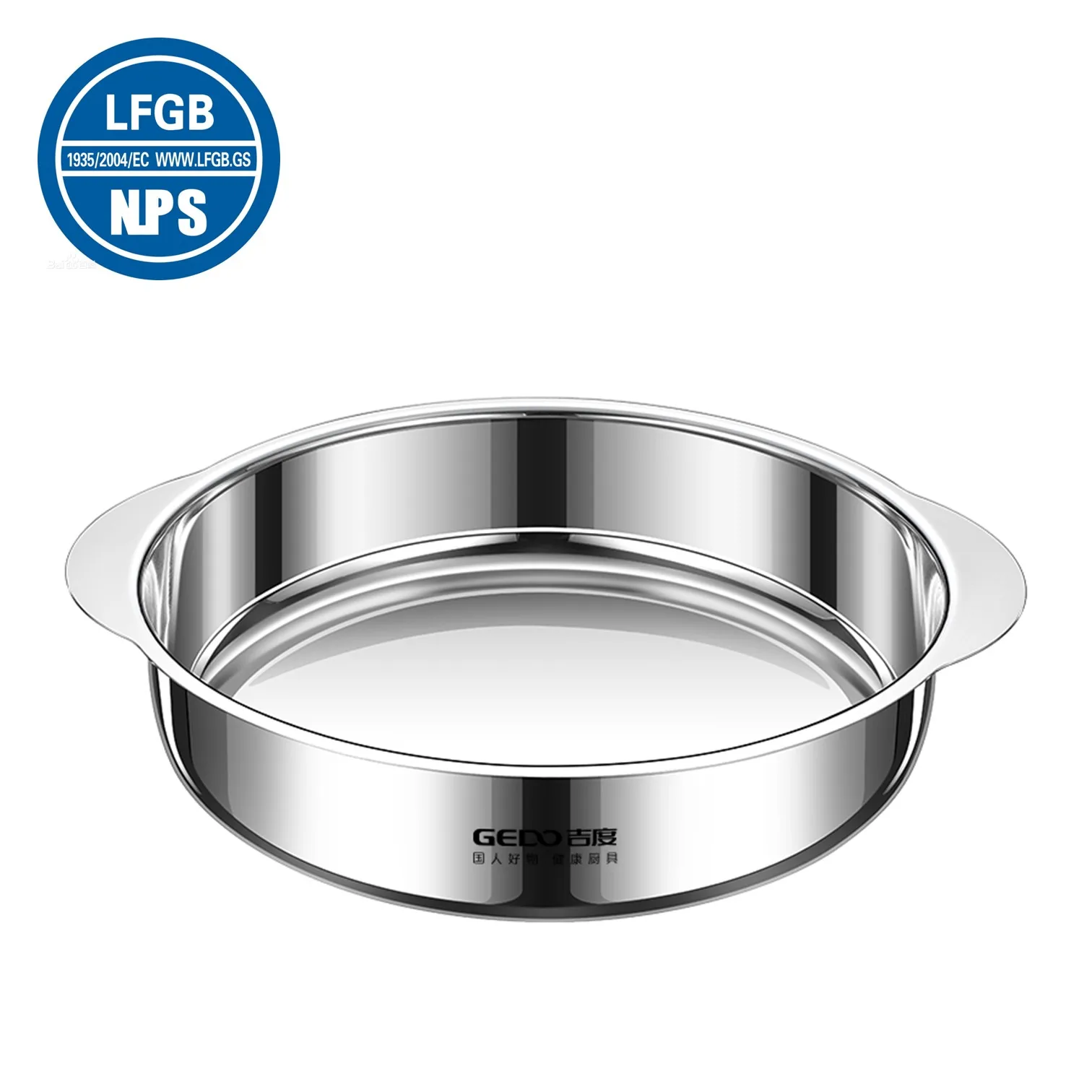 

LFGB Certification 304 Stainless Steel Dinner Basin 2 Side Handle Plate Fall Resistant Never Deform Salad Bowl Family Tableware
