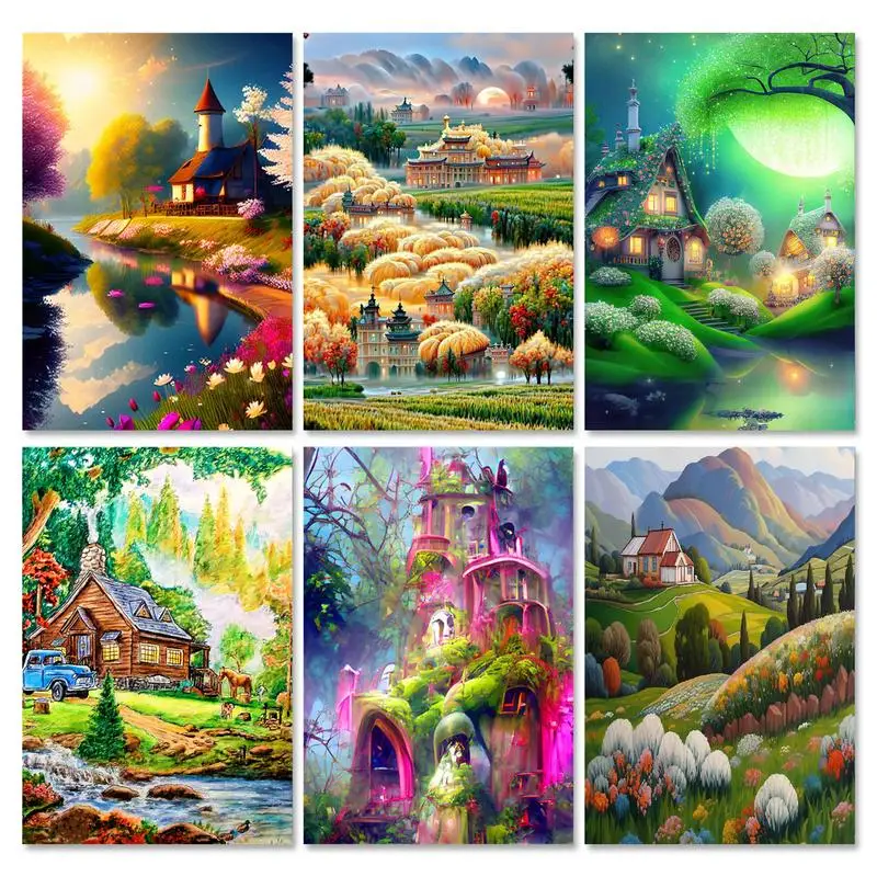 

RUOPOTY 5d Diamond Painting Forest Landscape Beads Mosaic Cross Stitch Kits Picture Of Rhinestones Embroidery Sale Handmade