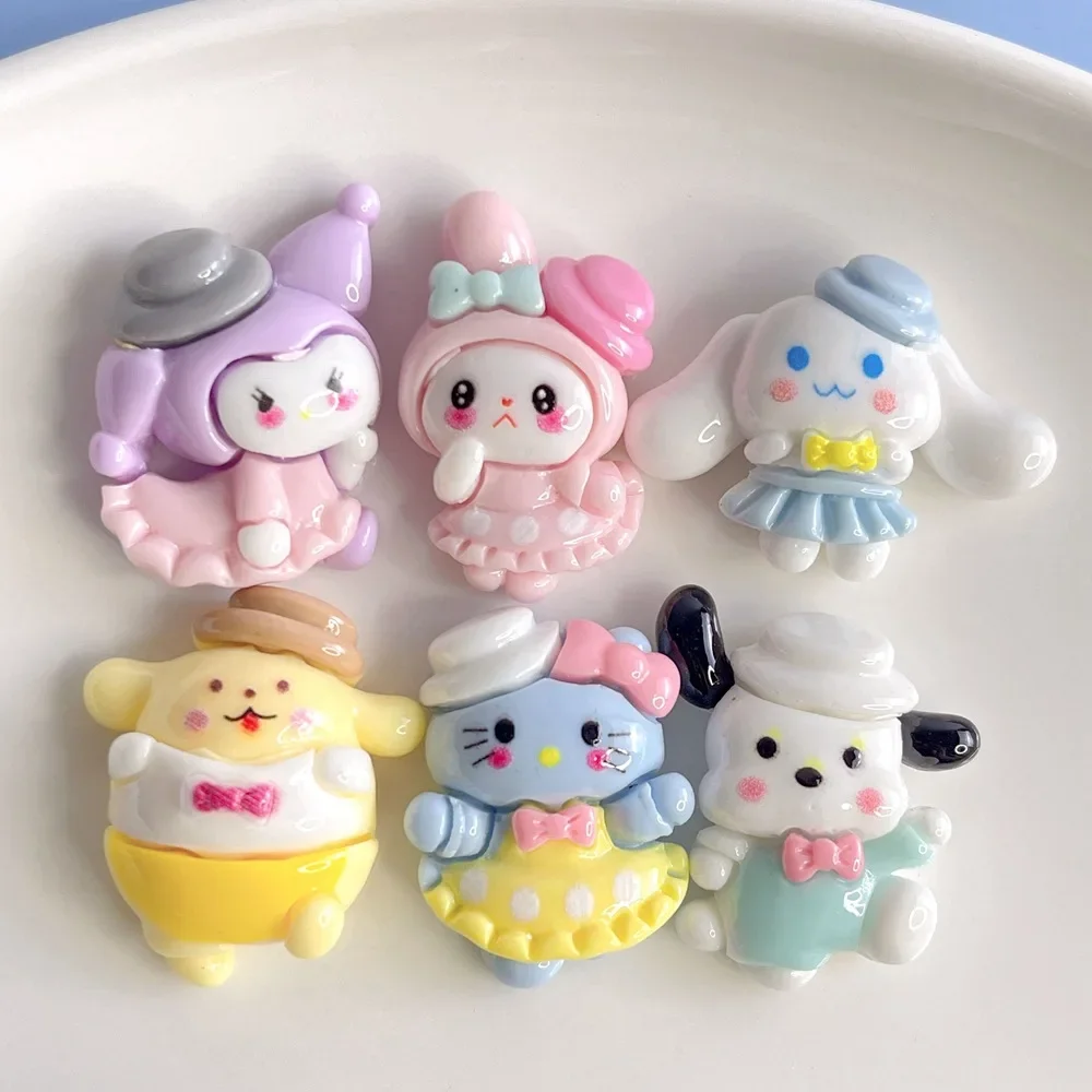 5Pcs cute sanrio cartoon resin flatback supplies diy kawaii resin accessories crafts materials scrapbooking embellishment