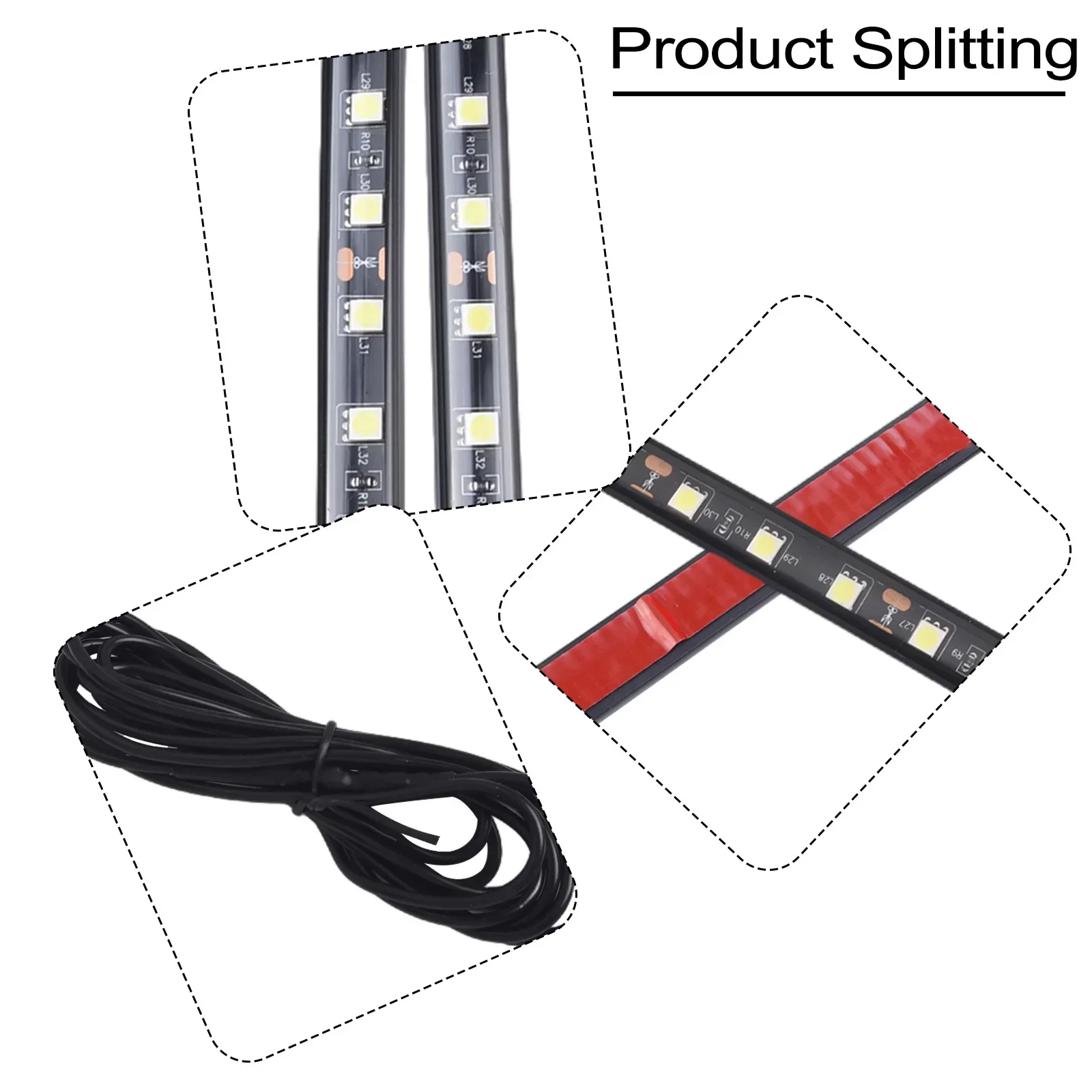 01 DIY Car Interior Ambient Mood Lights LED Strips Foot Light Strip  USB Decorative Atmosphere Signal Lamp Beads Door Decorative