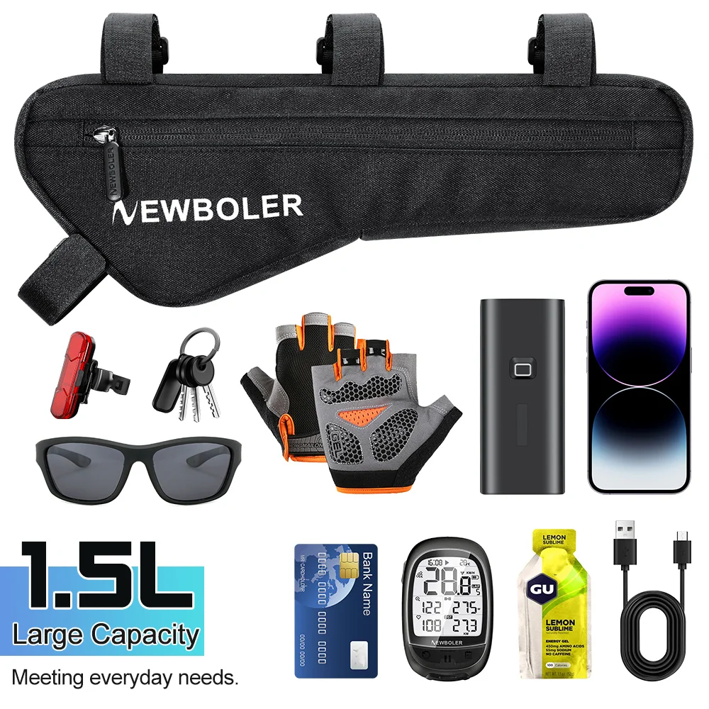 NEWBOLER 1.5LBicycle Bag Bike Front Tube Frame Bag Triangle Pouch MTB Cycling Bag Pannier Packing Pouch Accessories