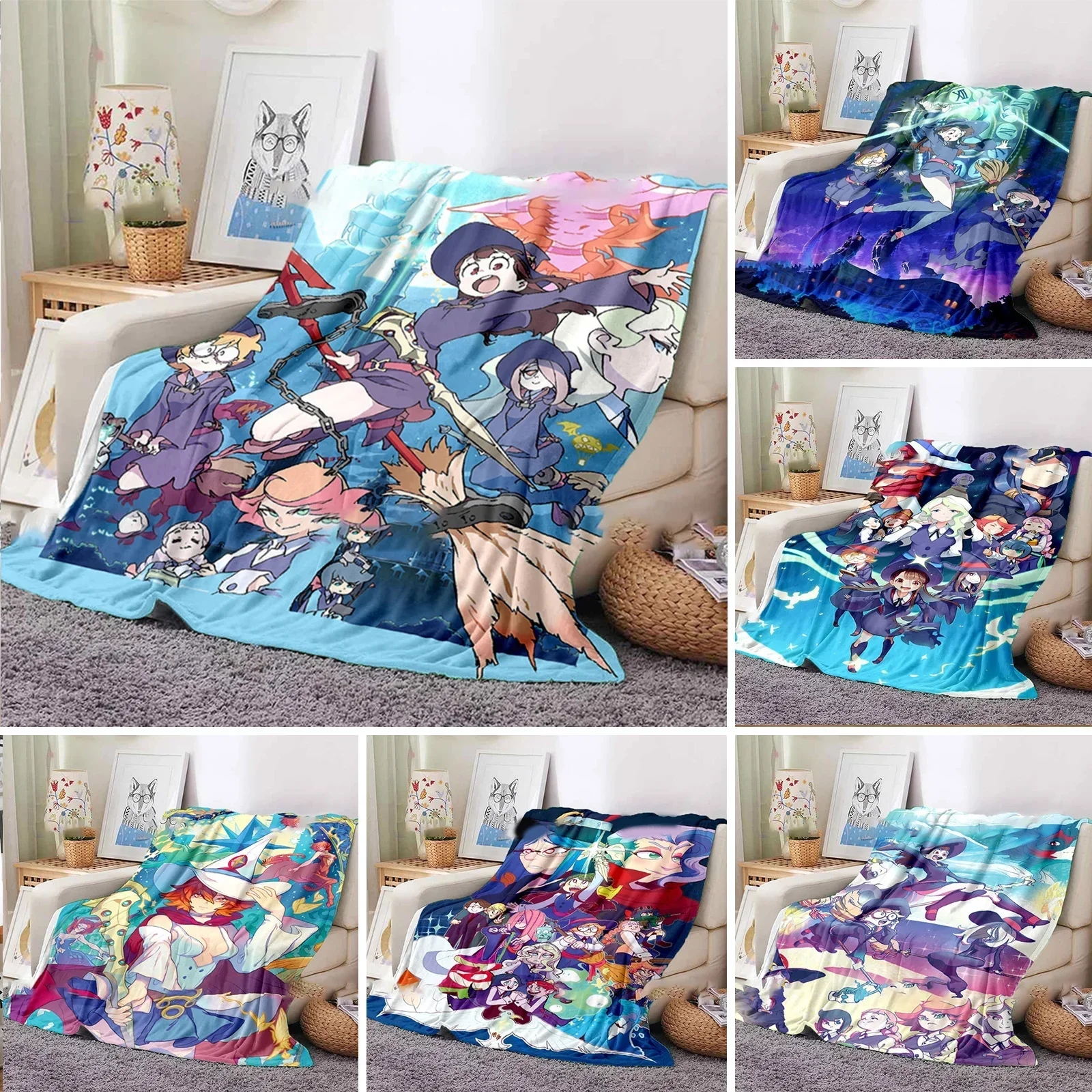 Anime Little Witch Academia 3D Print Flannel Blanket Cartoon Quilt Bedding Sofa Home Magical Girl Throw Blankets Children Gifts