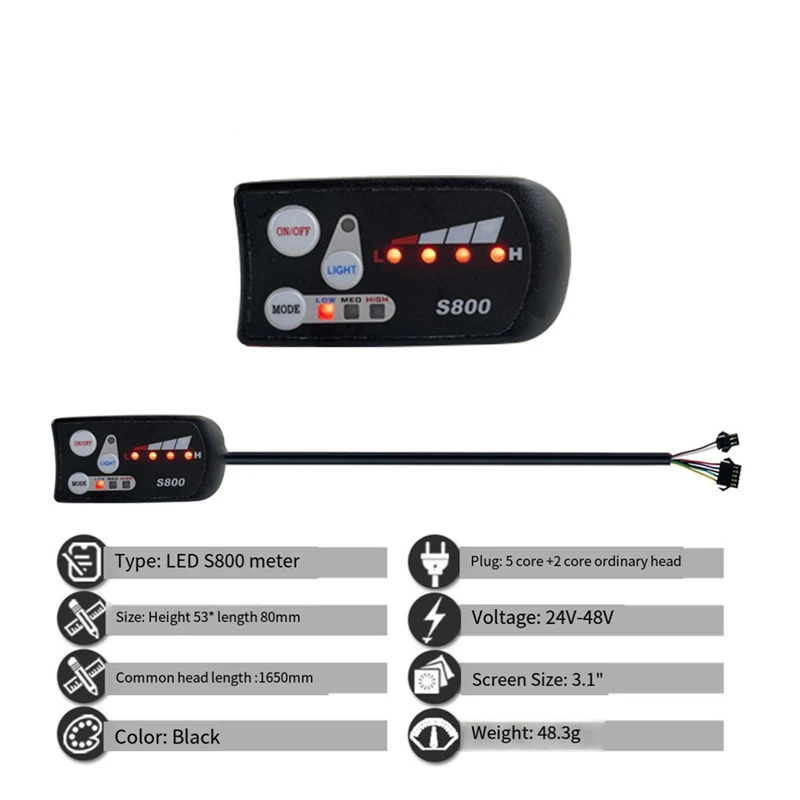 Controlador de bicicleta eléctrica S800 con pantalla LCD, controlador de onda sinusoidal de repuesto, 36V, 48V, 30A, 750W, 1000W, 2 modelos