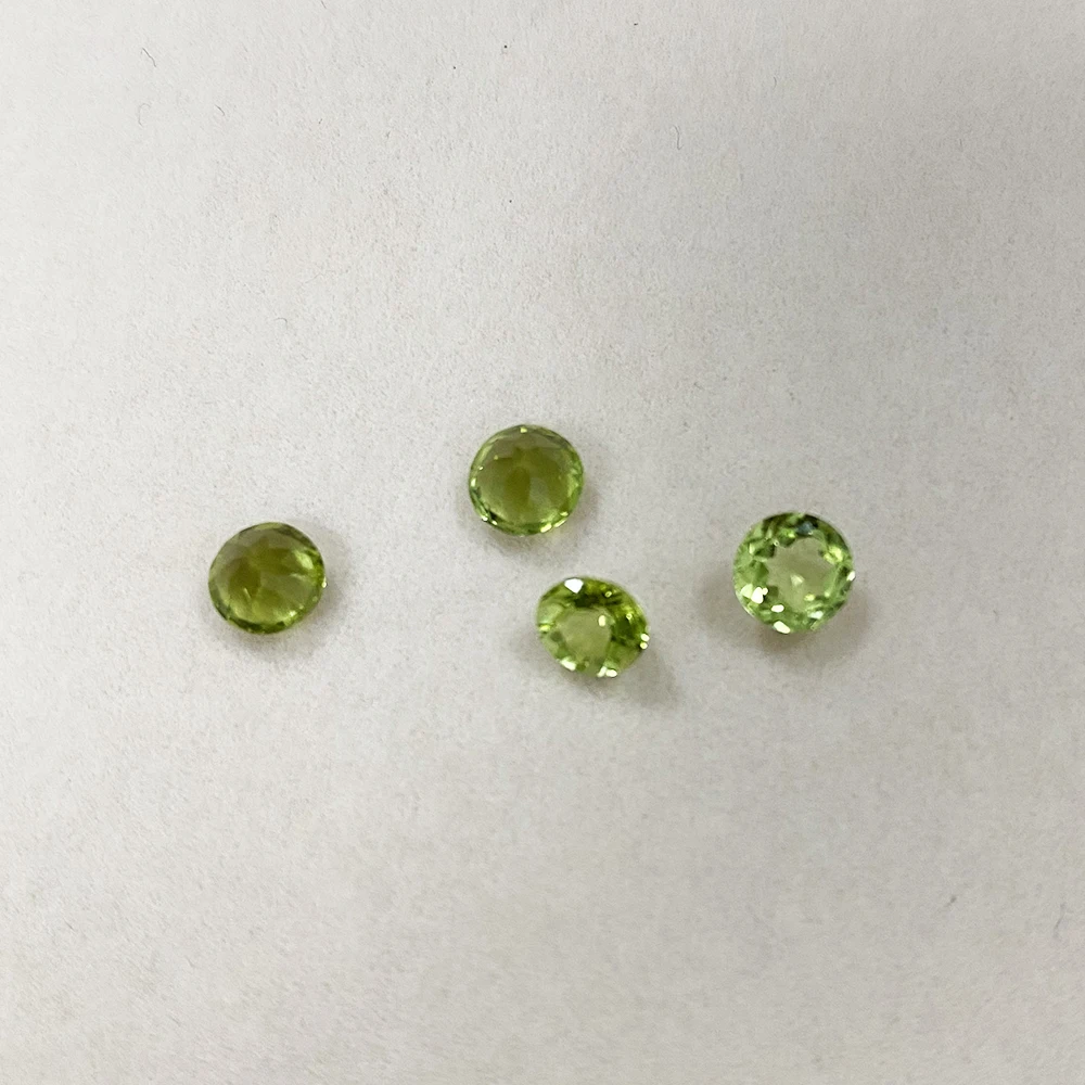 100% Natural Olivine Peridot Loose Stone Round Cut 5X5mm 0.5ct Gemstone ​for Earring Ring Necklace Jewelry Making Accessories