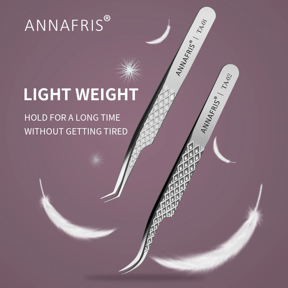 ANNAFRIS Titanium Alloy Tweezers High Precision Professional Lash Tweezer For Lashes Extensions