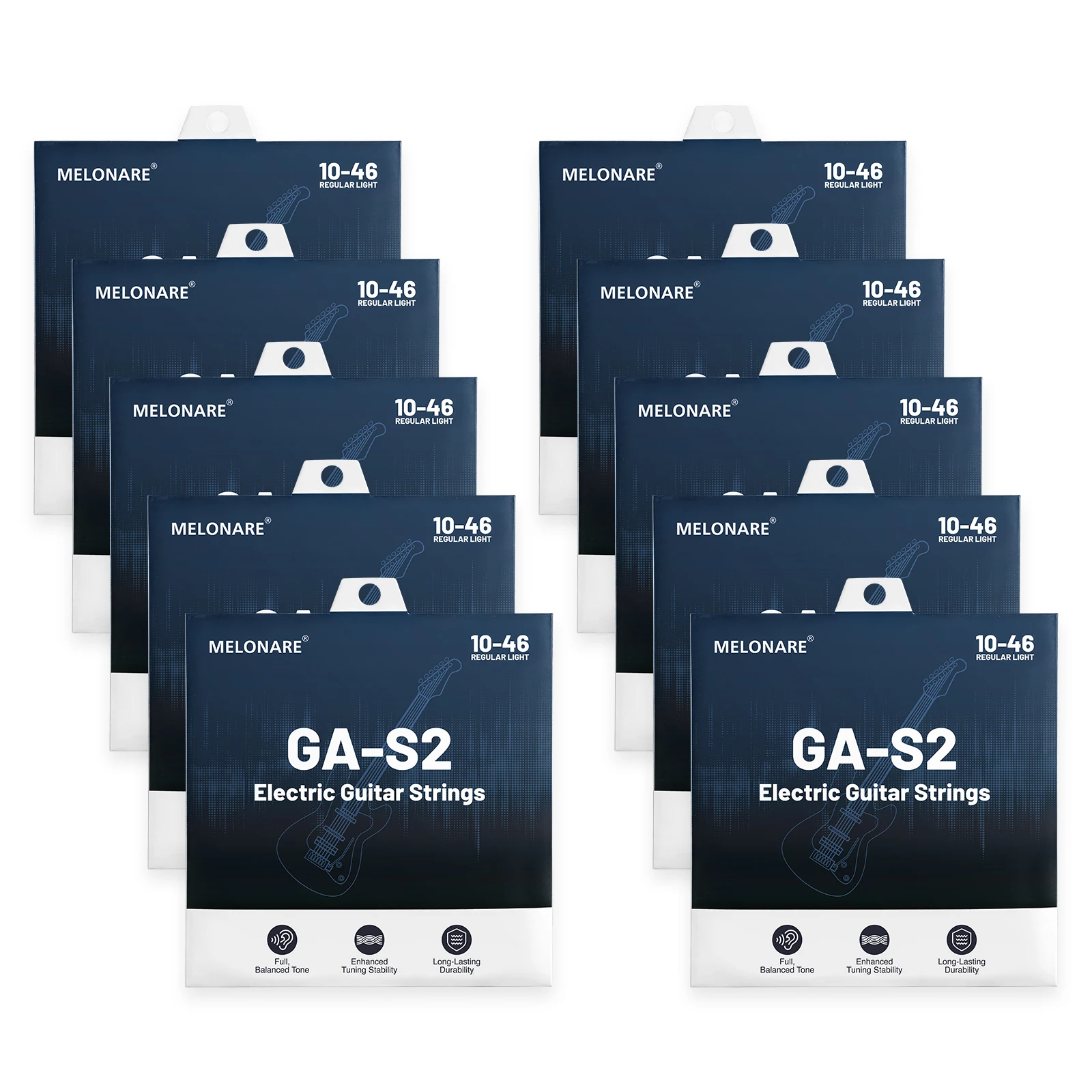 Electric Guitar Strings,Ball-End Guitar Strings Nickel-Plated Steel Winding,Hex Core&Anti-Rust Coating,10-46Regular Light Gauge