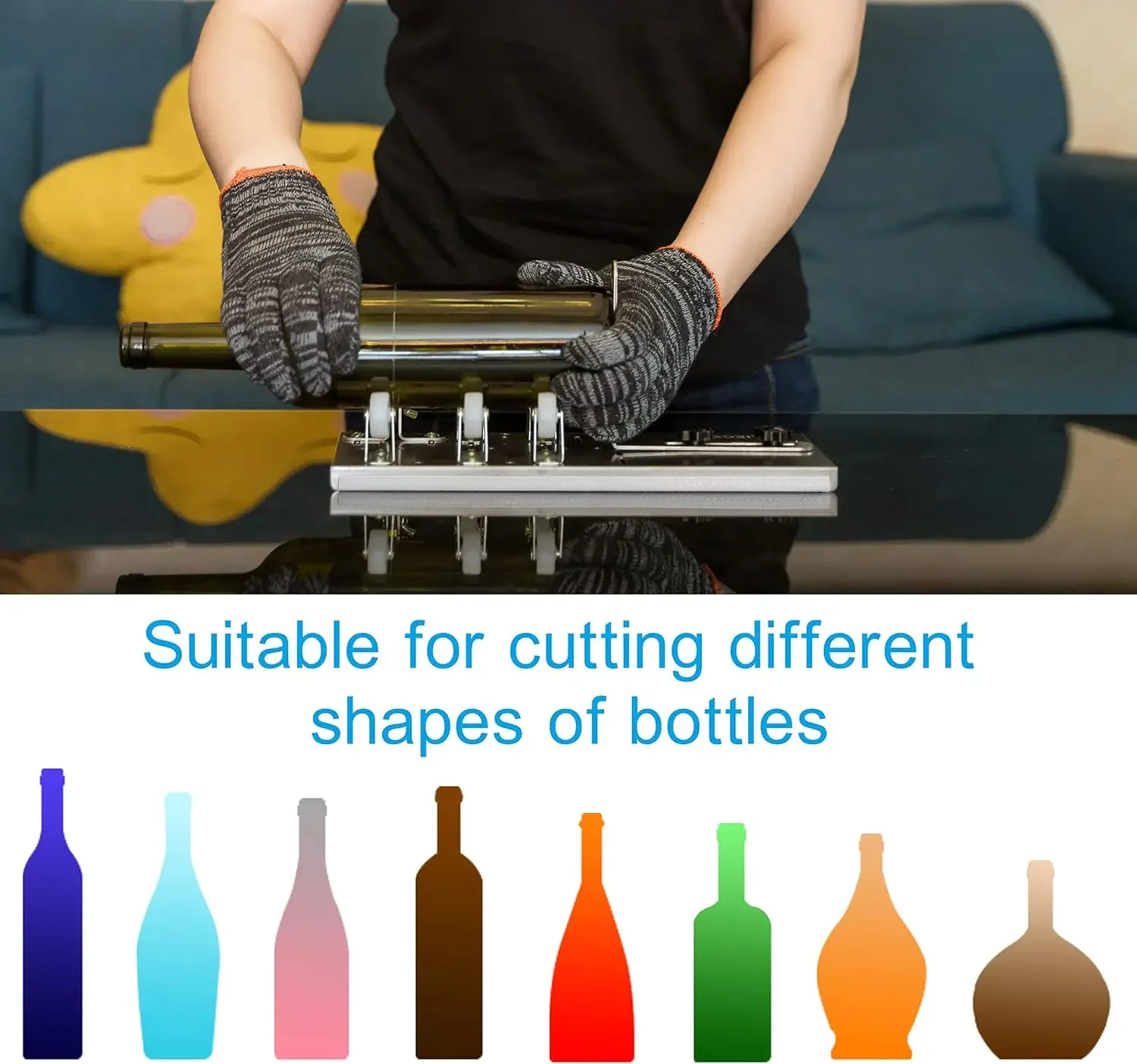 Stainless Steel Glass Bottle Cutter Adjustable Glass Bottle Cutter Kit for DIY Creation Fix Bottle Cutter for Round Oval Bottles