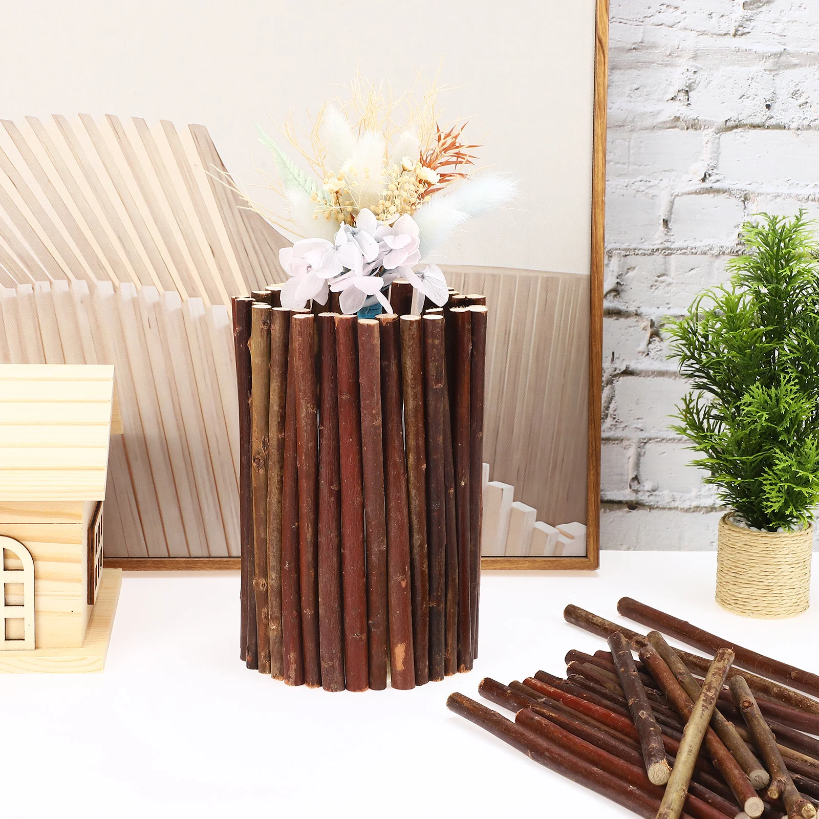 

50 pcs Dry Branches Material Natural Wood For Crafts Handmade Craft Wood Sticks Long Wooden Sticks Rustic Home Decor Log