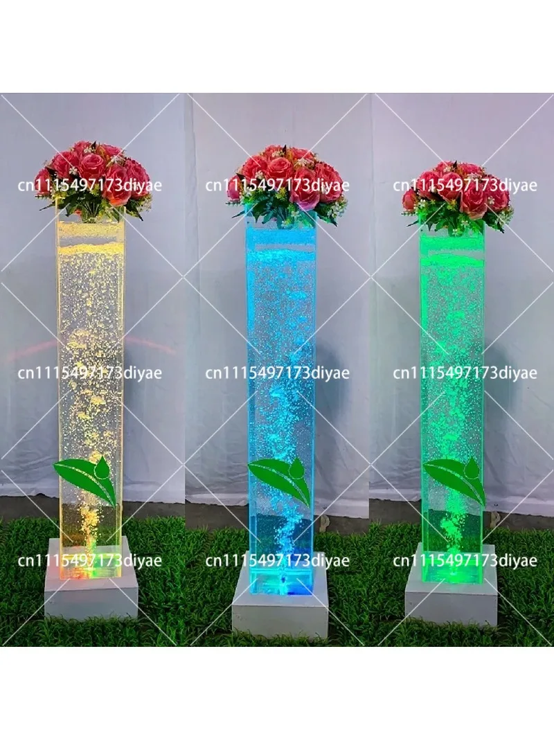 LED Aquarium Column Decoration Lighted Bubble Pillar for Wedding Party Home Decor