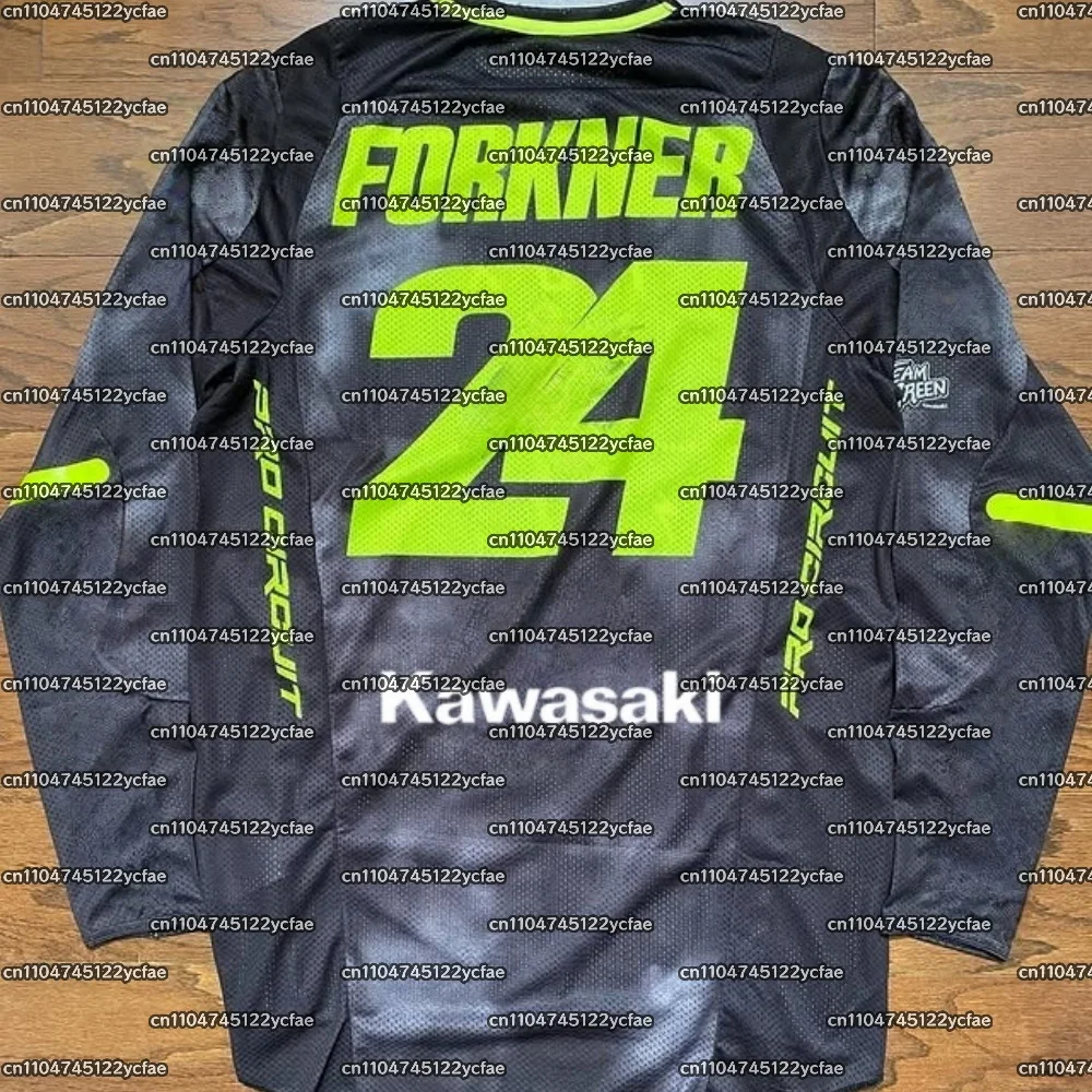 

Кавасаки # 24 FORKNER мотоциклетный гоночный трикотаж для мужчин с длинным рукавом, дышащий, быстросохнущий, удобный для езды с длинным рукавом