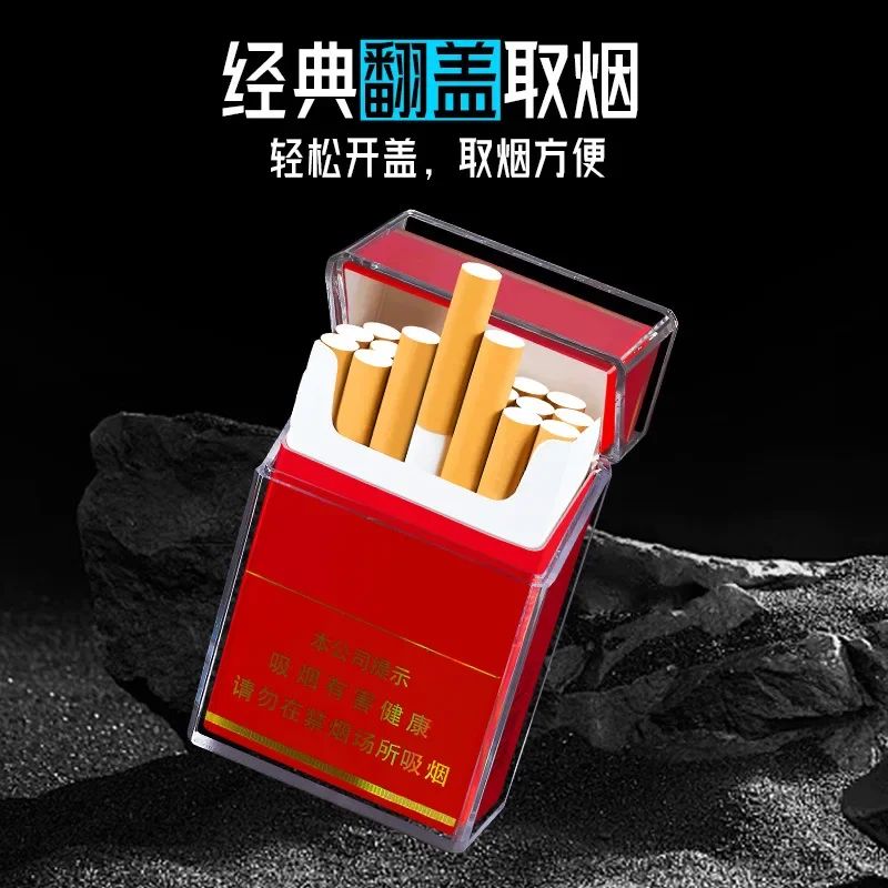 Caixa de cigarro de cor sólida transparente à prova d'água selada com tampa flip e tampa deslizante, pacote com 20 capas de cigarro masculino e feminino