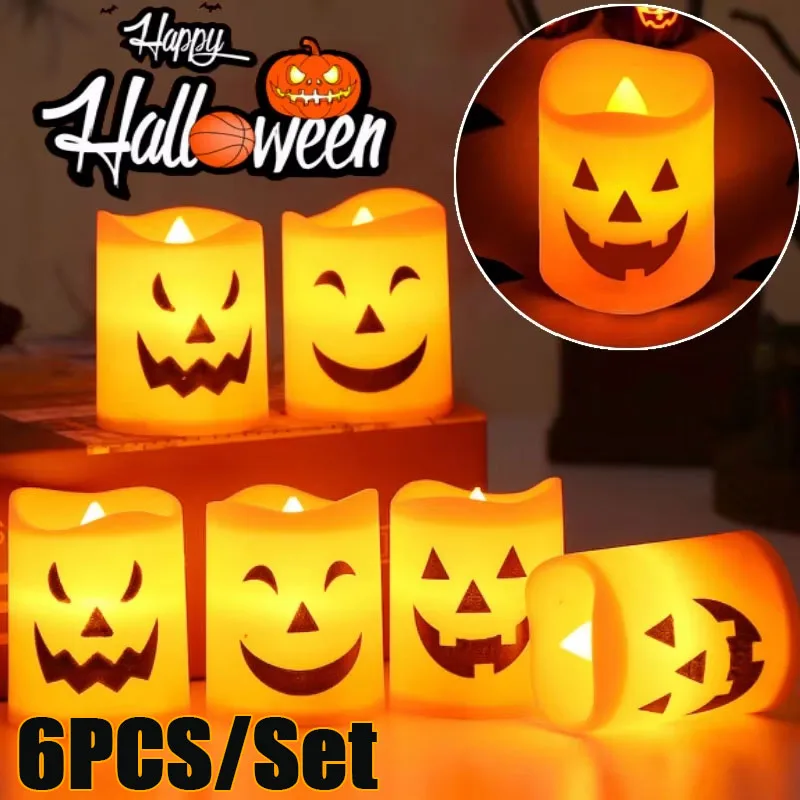 6-36PCS Halloween Battery Candles Flameless LED Safe Tea Lights for Indoor Home Decor Party Fake Decorative Lighting
