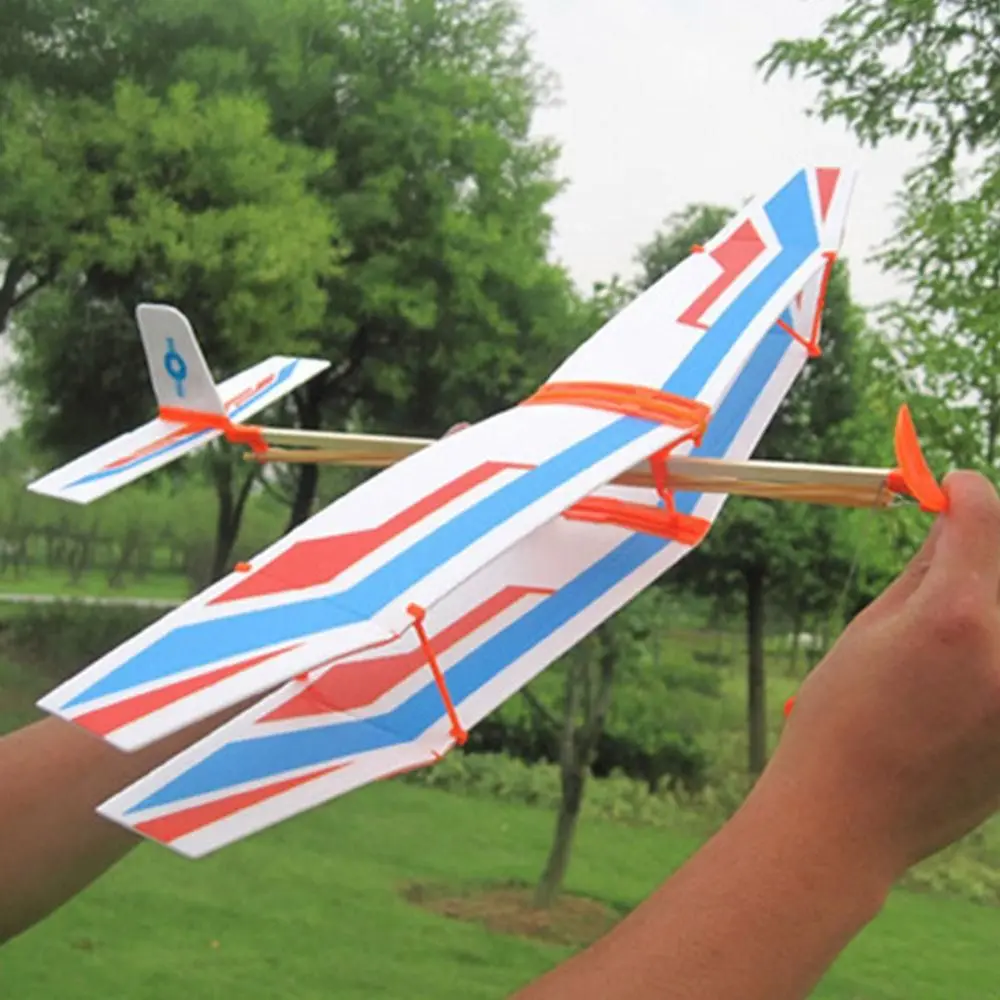 Children Novelty Plastic Educational Toy DIY Foam Aircraft Elastic Rubber Airplane Powered Flying Glider Assembly Plane Model