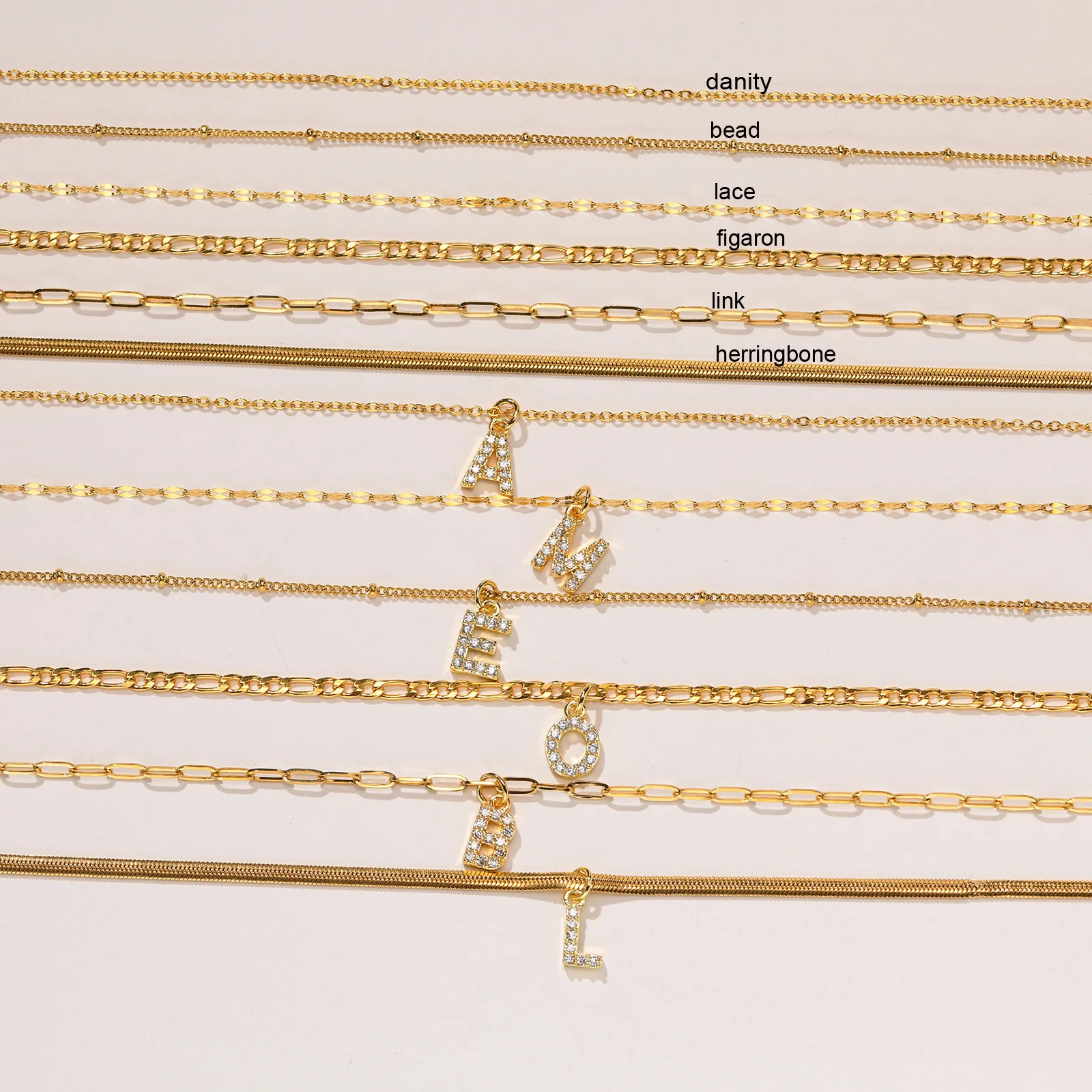 Stainless Steel Zirconia Initial Letter Necklace for Women, A -Z  Alphabet Pendant Snake Chain Collar Layered Jewelry