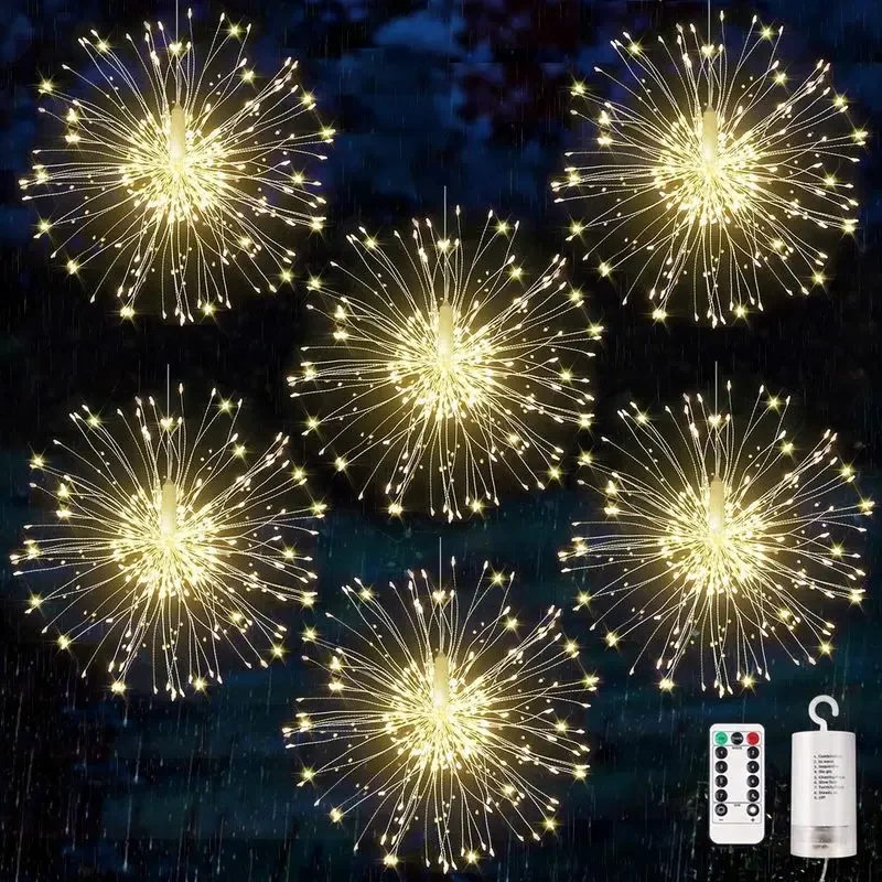 120/180Leds Twinkle Starburst AA Battery Firework String Lights For Holiday Festival Christmas Outdoor Indoor Decoration Lights