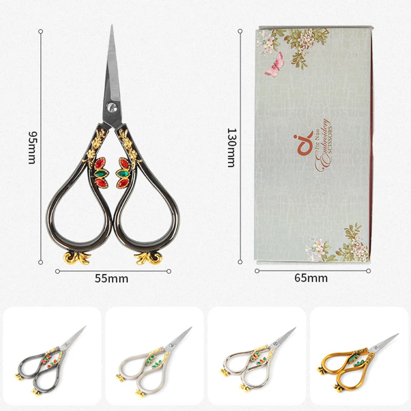 Vintage Embroidery Scissors Stainless Steel Scissors Retro Style Flower Scissors for Sewing Scrapbooking Crafts Embroidery