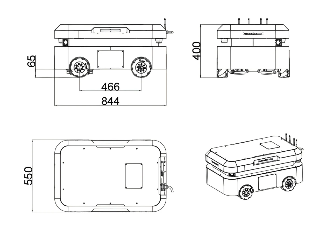 Bereit zur Verwendung einer omnidirektionalen AGV/AMR-Plattform |   200 kg Tragkraft, Federaufhängung, anpassbar