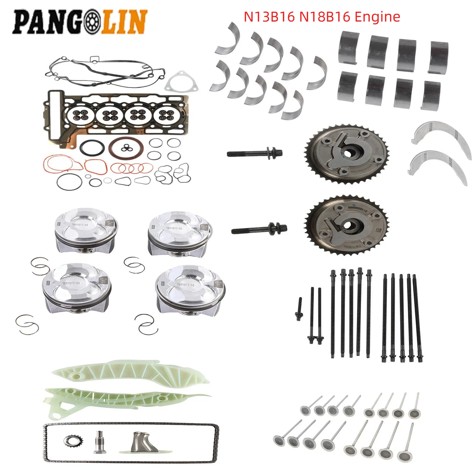 1Set Car N18 Engine Timing Chain Kit&Pistons Rings Rebuild Overhaul Kit For BMW 116i F20 Mini Cooper S R55 R56 1.6 N13B16 N18B16