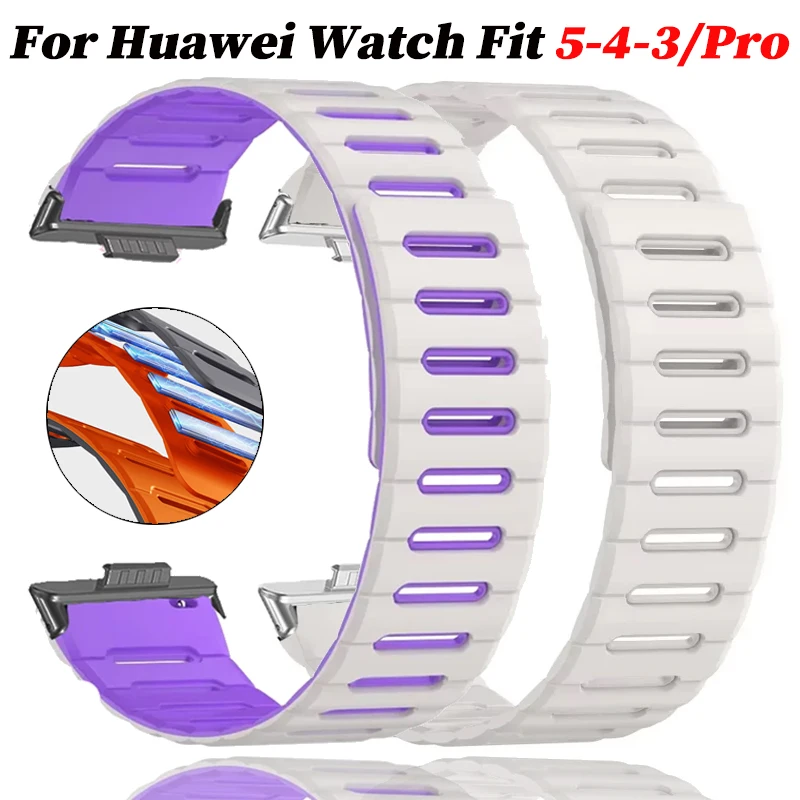 Magnetisches Silikonarmband für Huawei Watch Fit 5 Pro 4 3 Atmungsaktives Armband Sportarmband für Huawei Fit5 Fit5Pro Fit4 Fit4Pro Fit3